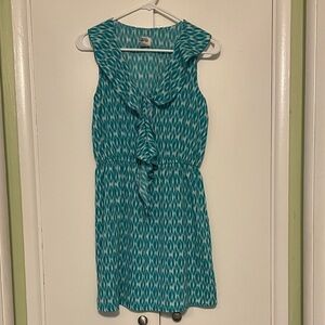 Teal Patterned Sleeveless Dress